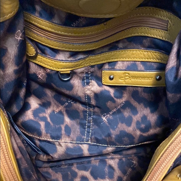 B Makowsky Durango Leather Hobo Shoulder Handbag Cheetah Print Mustard Tan Bag - Picture 13 of 16